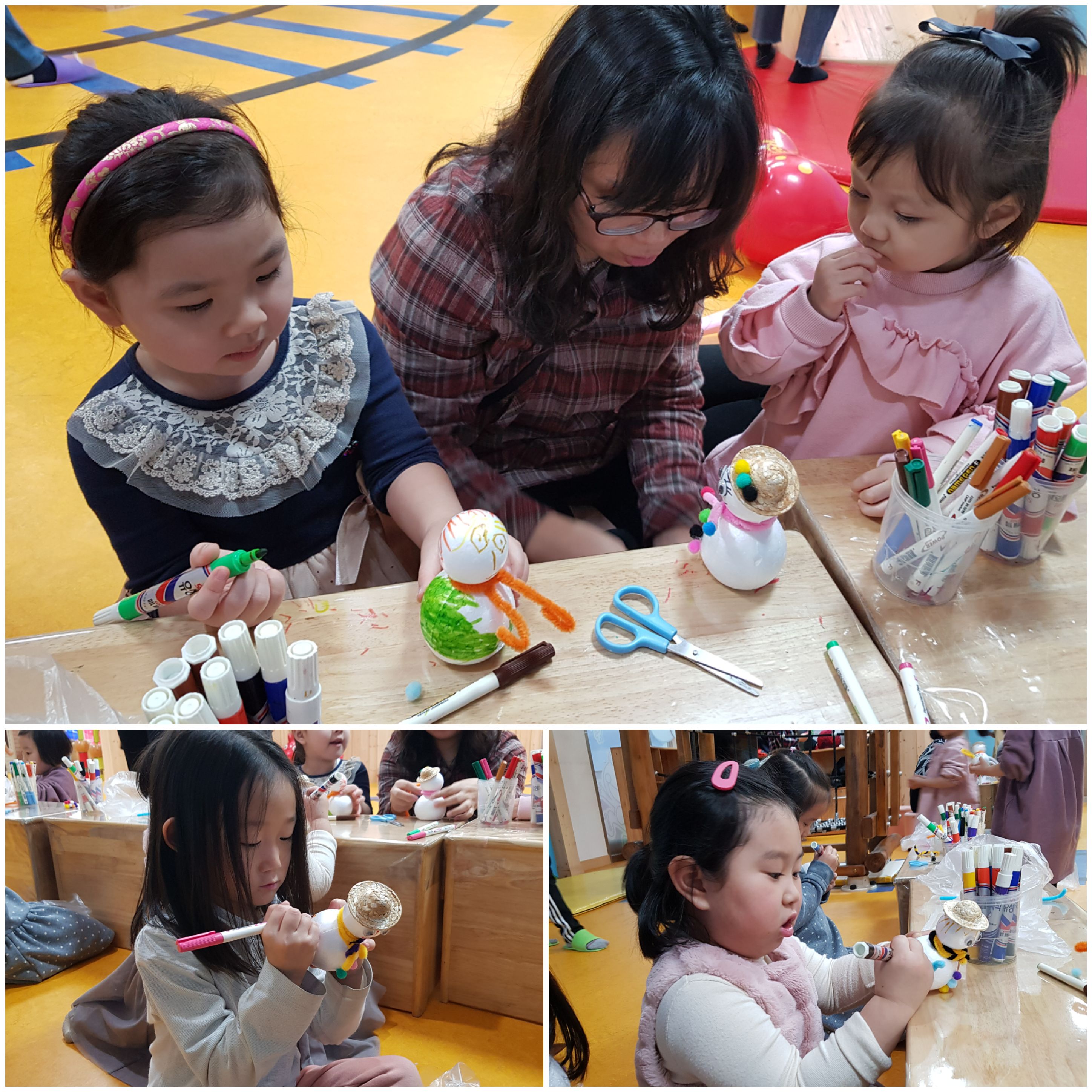 엄마랑아가랑책책 눈사람을 만들어요~~