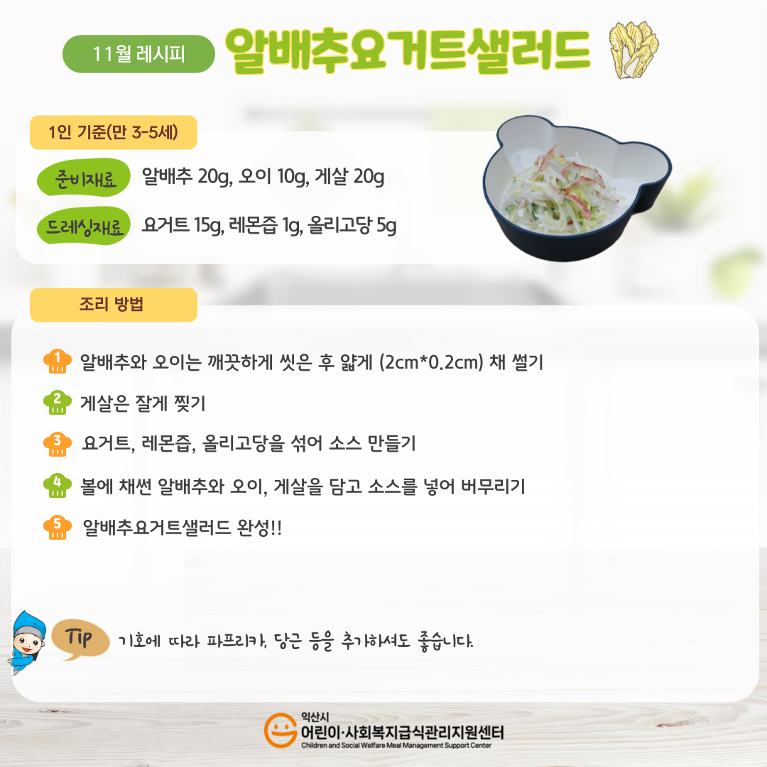 11월 레시피 - 알배추요거트샐러드